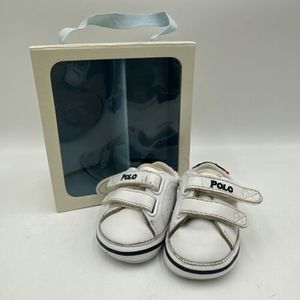 Polo Ralph‎ Lauren Layette White & Navy Baby Shoes Size 1